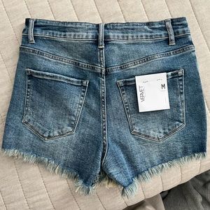 Vervet button up high waist frayed jean short